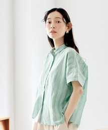 and myera ミント色のストライプシャツ
