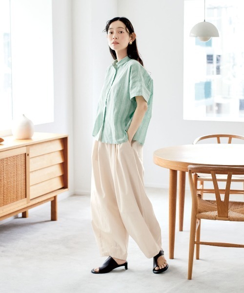 and myera（アンド マイラ）の「ａｎｄ　ｍｙｅｒａ　ミント色のストライプシャツ（シャツ/ブラウス・レディース・ミント・M/LL/L/S）」の10枚目の写真