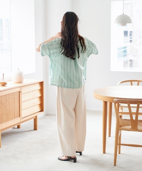 and myera（アンド マイラ）の「ａｎｄ　ｍｙｅｒａ　ミント色のストライプシャツ（シャツ/ブラウス・レディース・ミント・M/LL/L/S）」の12枚目の写真