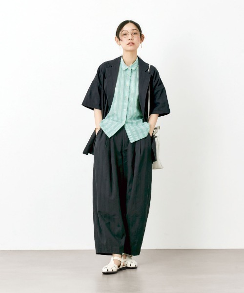and myera（アンド マイラ）の「ａｎｄ　ｍｙｅｒａ　ミント色のストライプシャツ（シャツ/ブラウス・レディース・ミント・M/LL/L/S）」の6枚目の写真