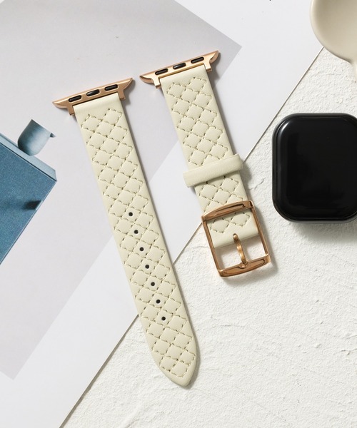 emonique(エモニーク)の「PUレザー アップルウォッチバンド Apple Watch バンド【38mm/40mm/41mm 対応】(デジタル腕時計・レディース・ピンク/ブラック/ホワイト/ライトグレー/ライトパープル・38)」の2枚目の写真