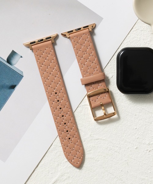 emonique(エモニーク)の「PUレザー アップルウォッチバンド Apple Watch バンド【38mm/40mm/41mm 対応】(デジタル腕時計・レディース・ピンク/ブラック/ホワイト/ライトグレー/ライトパープル・38)」の5枚目の写真