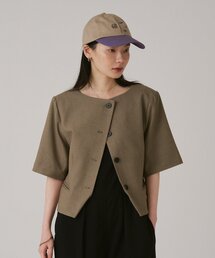 Omekashi | 【肩パッド取り外し可能】ハーフスリーブショートジャケット(その他アウター)