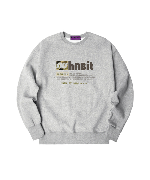 NUHABIT（ニューハビット）の「N/H ROBOT オーバーサイズ 裏起毛 スウェット (GOM4-5NH1368)（スウェット・メンズ・ブラック/ホワイト/ネイビー/ライトグレー/アッシュグレー/アイボリー・MEDIUM/LARGE/X-LARGE）」の5枚目の写真