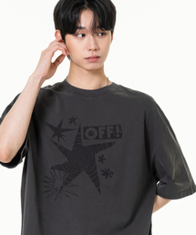 オフプリントピグメントオーバーサイズ半袖Tシャツチャコール
