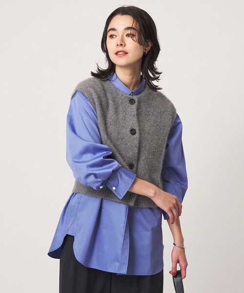 green label relaxing(グリーンレーベルリラクシング)の「ヘアリー 2WAY ニット ベスト(ベスト・レディース・グレー/ベージュ/ダークブラウン・FREE)」の2枚目の写真