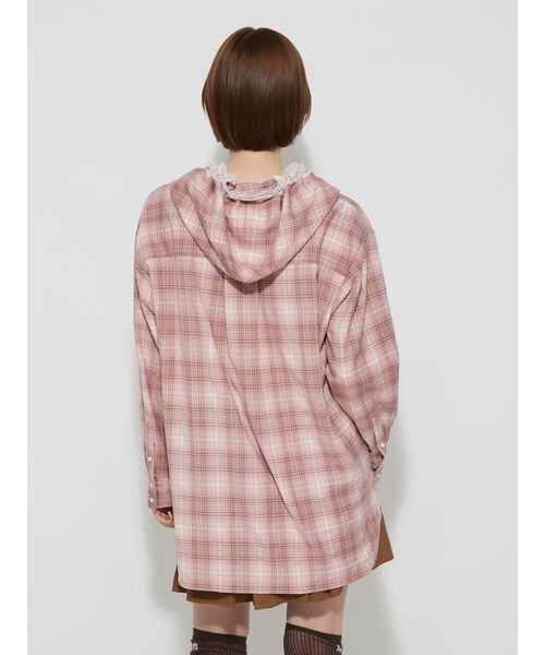 FURFUR(ファーファー)の「チェック柄フーディシャツ(シャツ/ブラウス・レディース・ブラウン/ホワイト/ピンク・F)」の12枚目の写真