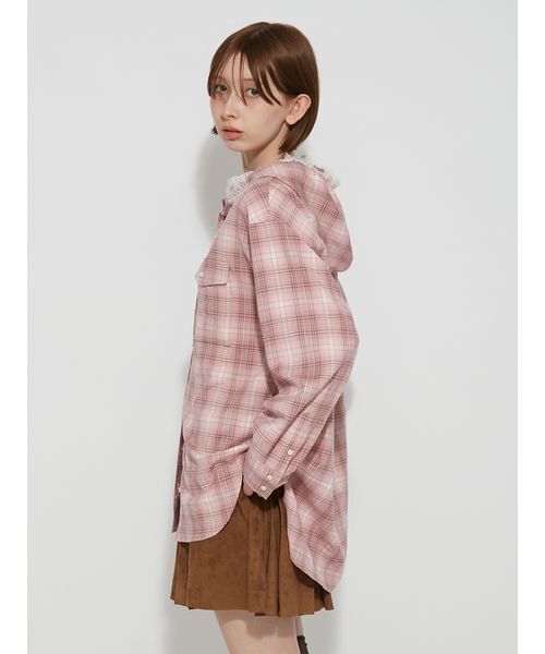 FURFUR(ファーファー)の「チェック柄フーディシャツ(シャツ/ブラウス・レディース・ブラウン/ホワイト/ピンク・F)」の13枚目の写真