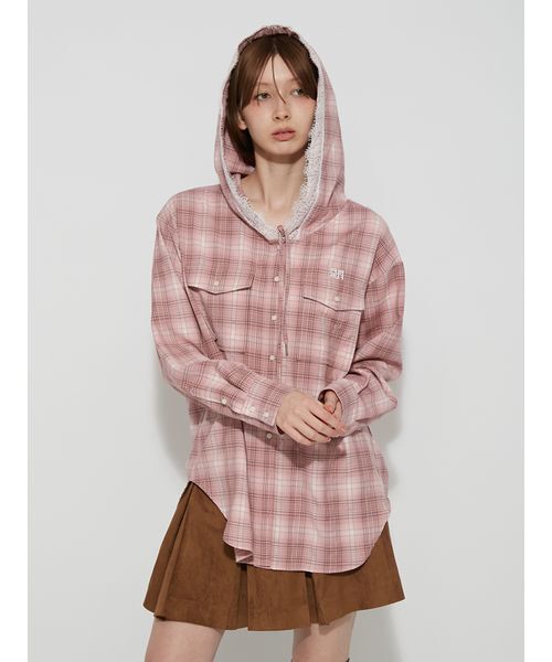 FURFUR(ファーファー)の「チェック柄フーディシャツ(シャツ/ブラウス・レディース・ブラウン/ホワイト/ピンク・F)」の16枚目の写真