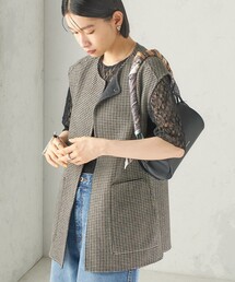 セミ 梳毛 配色 リバーシブル ジレ