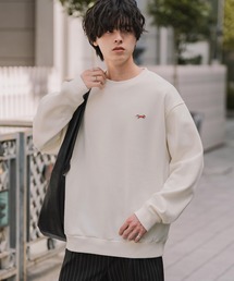 PENNEYS（ぺニーズ）の「PENNEYS ぺニーズ 別注コラボ オーバーサイズ裏起毛ワンポイントロゴワッペン刺繍スウェット クルーネック長袖トレーナー（スウェット）」