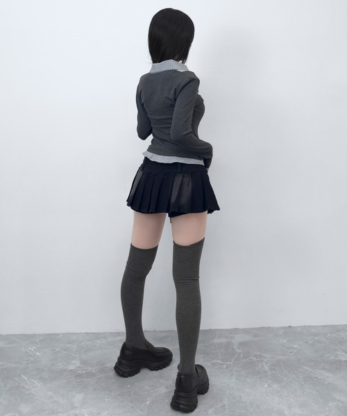 FOLLOWIN（フォロウィン）の「【3COLOR】 フェイクレイヤードデザインシャツ風トップス（シャツ/ブラウス・レディース・ホワイト/グレー/チャコールグレー・FREE）」の20枚目の写真