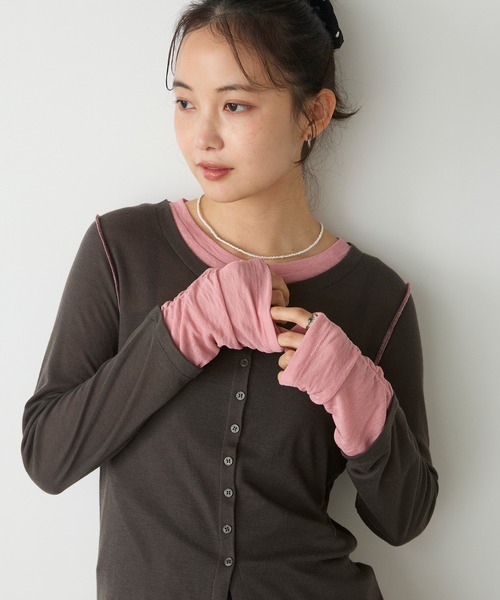 forksy.(フォルクシー)の「【forksy.】バイカラーシアー ドッキングトップス(Tシャツ/カットソー・レディース・ライトブルー/ホワイト系/ブラック/チャコールグレー/レッド/ブラウン・FREE)」の16枚目の写真
