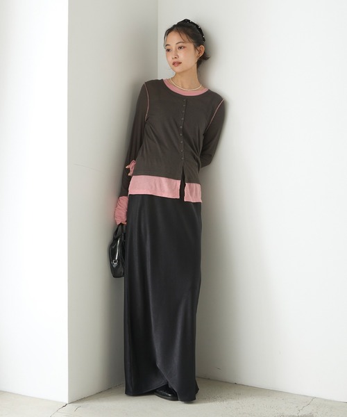 forksy.(フォルクシー)の「【forksy.】バイカラーシアー ドッキングトップス(Tシャツ/カットソー・レディース・ライトブルー/ホワイト系/ブラック/チャコールグレー/レッド/ブラウン・FREE)」の18枚目の写真