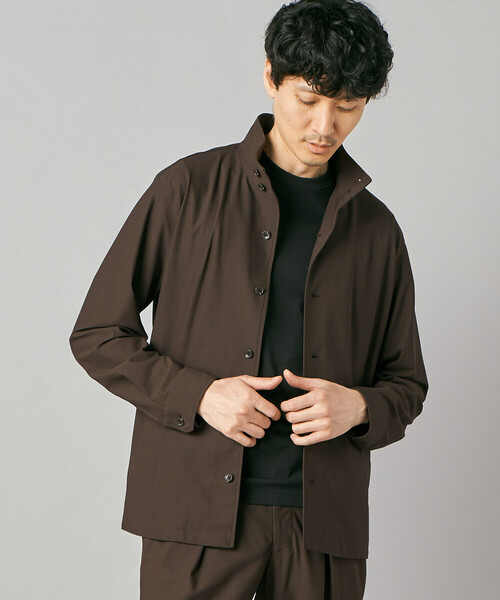 COMME CA MEN(コムサメン)の「【接触冷感・防しわ】レノクロストリコット スタンドカラーブルゾン(ブルゾン・メンズ・ベージュ/ブラウン・M/L)」の5枚目の写真