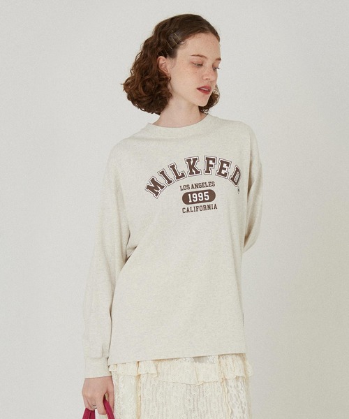 MILKFED.(ミルクフェド)の「MILKFED×CHAMPION LS TEE(Tシャツ/カットソー・レディース・ネイビー/ブラウン/オートミール/ブラック・M/L)」の3枚目の写真