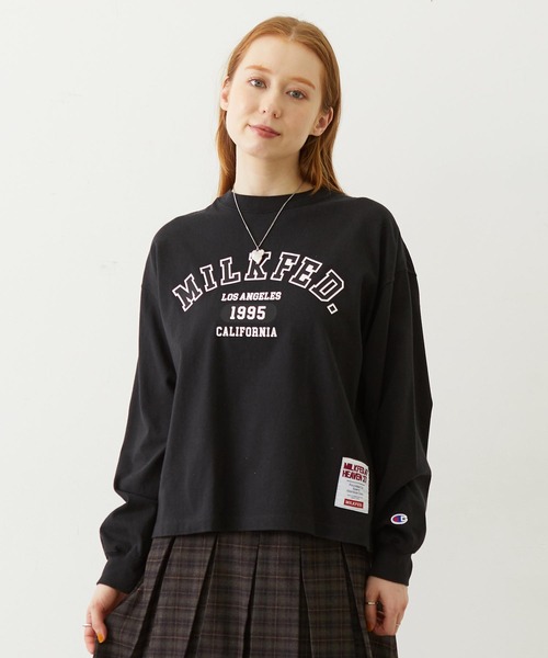 MILKFED.(ミルクフェド)の「MILKFED×CHAMPION LS TEE(Tシャツ/カットソー・レディース・ネイビー/ブラウン/オートミール/ブラック・M/L)」の2枚目の写真