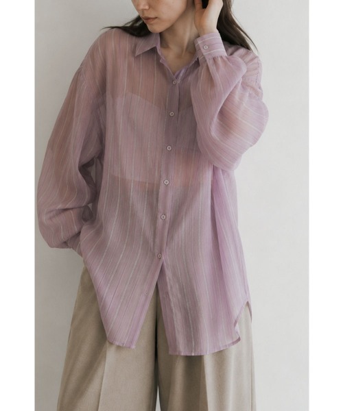 marjour（マージュール）の「COOLTONE STRIPE SHIRT（シャツ/ブラウス・レディース・ブルー/パープル・M）」の18枚目の写真