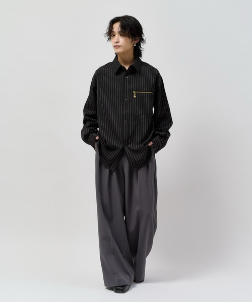 Lui's(ルイス)の「ストライプシャツブルゾン(シャツ/ブラウス・メンズ・モカ/ライトグレー/ブラック・S/M)」の9枚目の写真