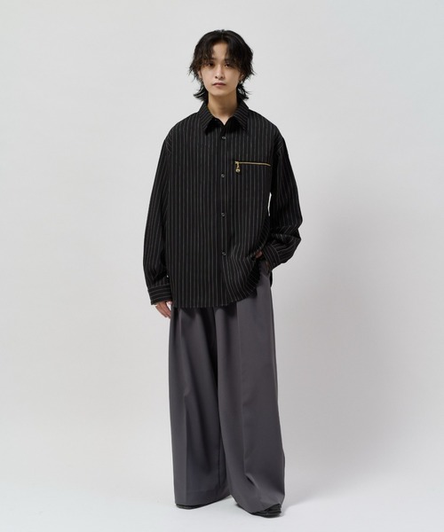 Lui's(ルイス)の「ストライプシャツブルゾン(シャツ/ブラウス・メンズ・モカ/ライトグレー/ブラック・S/M)」の10枚目の写真