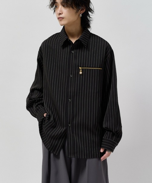 Lui's(ルイス)の「ストライプシャツブルゾン(シャツ/ブラウス・メンズ・モカ/ライトグレー/ブラック・S/M)」の5枚目の写真