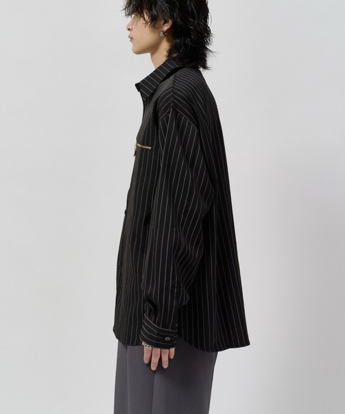 Lui's(ルイス)の「ストライプシャツブルゾン(シャツ/ブラウス・メンズ・モカ/ライトグレー/ブラック・S/M)」の7枚目の写真