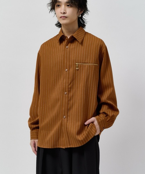 Lui's(ルイス)の「ストライプシャツブルゾン(シャツ/ブラウス・メンズ・モカ/ライトグレー/ブラック・S/M)」の18枚目の写真