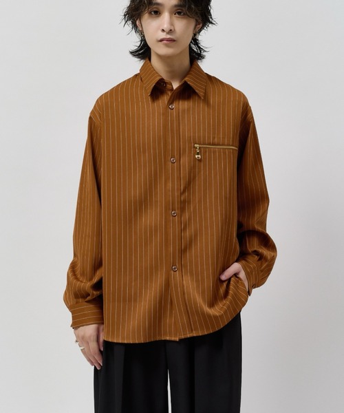 Lui's(ルイス)の「ストライプシャツブルゾン(シャツ/ブラウス・メンズ・モカ/ライトグレー/ブラック・S/M)」の17枚目の写真
