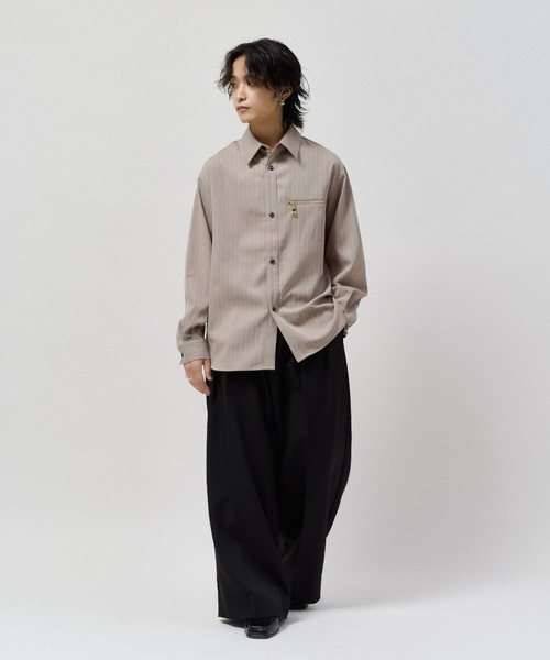 Lui's(ルイス)の「ストライプシャツブルゾン(シャツ/ブラウス・メンズ・モカ/ライトグレー/ブラック・S/M)」の16枚目の写真