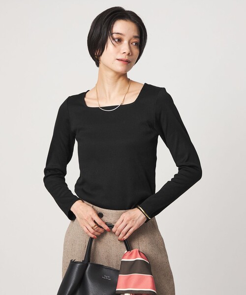 green label relaxing(グリーンレーベルリラクシング)の「ブライトリブ スクエアネック ロングスリーブ カットソー(Tシャツ/カットソー・レディース・その他1/ナチュラル/ダークブラウン/ブラック/ピンク/オフホワイト・FREE)」の19枚目の写真