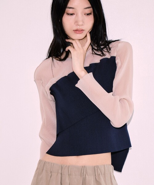 kotohayokozawa(コトハヨコザワ)の「【kotohayokozawa/コトハヨコザワ】《STUDIOUS別注》SHEER DOCKING CREW TOPS/シアードッキングクルートップス/ウォッシャブル(Tシャツ/カットソー・レディース・ブラック/ネイビー/パープル・FREE)」の7枚目の写真