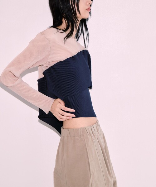 kotohayokozawa(コトハヨコザワ)の「【kotohayokozawa/コトハヨコザワ】《STUDIOUS別注》SHEER DOCKING CREW TOPS/シアードッキングクルートップス/ウォッシャブル(Tシャツ/カットソー・レディース・ブラック/ネイビー/パープル・FREE)」の10枚目の写真