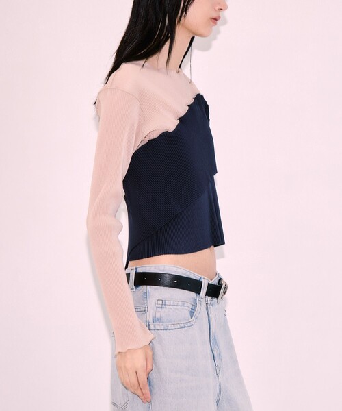 kotohayokozawa(コトハヨコザワ)の「【kotohayokozawa/コトハヨコザワ】《STUDIOUS別注》SHEER DOCKING CREW TOPS/シアードッキングクルートップス/ウォッシャブル(Tシャツ/カットソー・レディース・ブラック/ネイビー/パープル・FREE)」の15枚目の写真