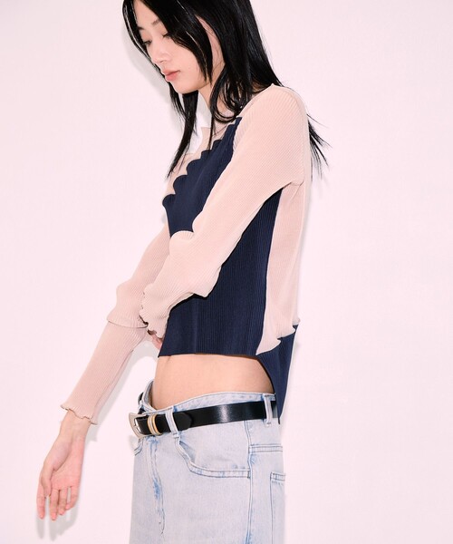 kotohayokozawa(コトハヨコザワ)の「【kotohayokozawa/コトハヨコザワ】《STUDIOUS別注》SHEER DOCKING CREW TOPS/シアードッキングクルートップス/ウォッシャブル(Tシャツ/カットソー・レディース・ブラック/ネイビー/パープル・FREE)」の16枚目の写真
