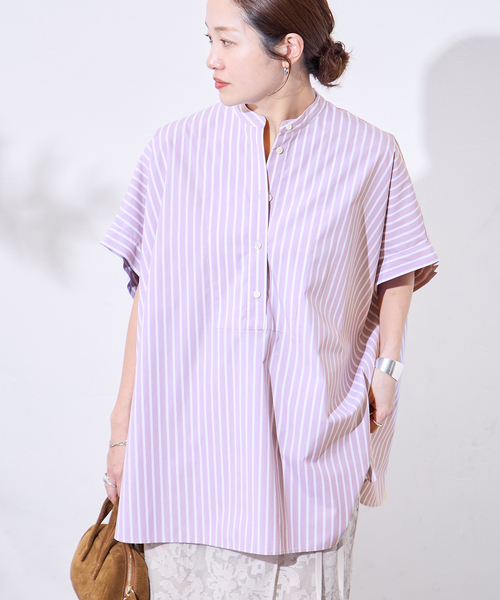 JOURNAL STANDARD(ジャーナルスタンダード)の「《追加》フロントブザムハーフスリーブシャツ(シャツ/ブラウス・レディース・ダークパープル/ダークブルー・FREE)」の7枚目の写真