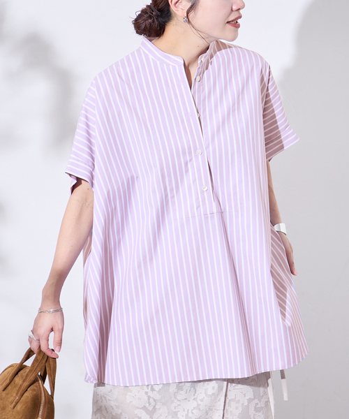 JOURNAL STANDARD(ジャーナルスタンダード)の「《追加》フロントブザムハーフスリーブシャツ(シャツ/ブラウス・レディース・ダークパープル/ダークブルー・FREE)」の8枚目の写真