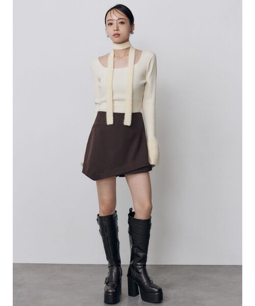 MURUA(ムルーア)の「シャギーフレアスリーブリブニット 秋服 冬服(ニット/セーター・レディース・ホワイト/ブラック/ブラウン・FREE)」の10枚目の写真