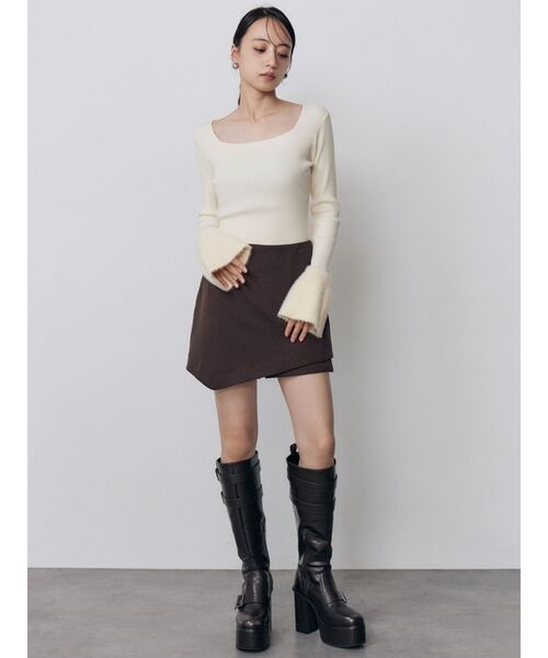 MURUA(ムルーア)の「シャギーフレアスリーブリブニット 秋服 冬服(ニット/セーター・レディース・ホワイト/ブラック/ブラウン・FREE)」の17枚目の写真