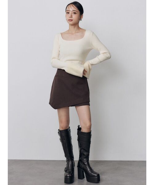 MURUA(ムルーア)の「シャギーフレアスリーブリブニット 秋服 冬服(ニット/セーター・レディース・ホワイト/ブラック/ブラウン・FREE)」の19枚目の写真