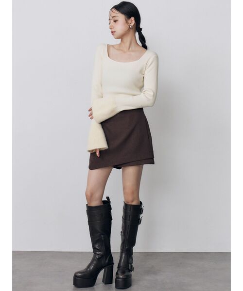 MURUA(ムルーア)の「シャギーフレアスリーブリブニット 秋服 冬服(ニット/セーター・レディース・ホワイト/ブラック/ブラウン・FREE)」の20枚目の写真