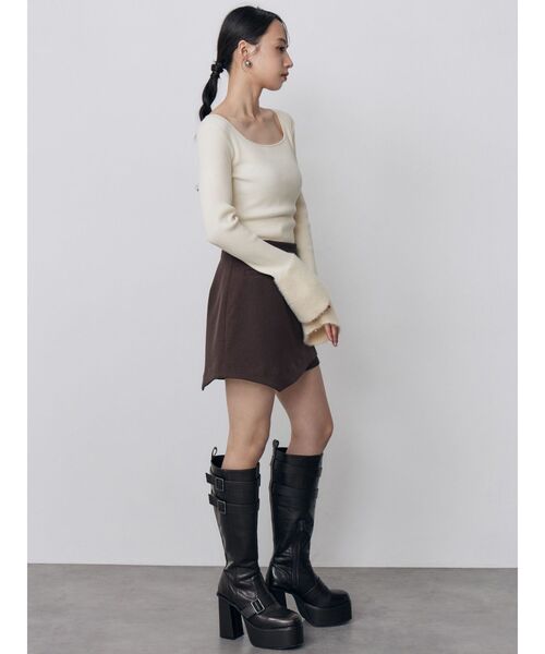 MURUA(ムルーア)の「シャギーフレアスリーブリブニット 秋服 冬服(ニット/セーター・レディース・ホワイト/ブラック/ブラウン・FREE)」の21枚目の写真