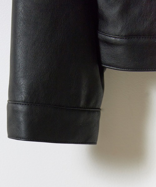 Dickies(ディッキーズ)の「Dickies/ディッキーズ FAKE LEATHER EISENHOWER JACKET フェイクレザー アイゼンハワージャケット ジップ ブランドロゴ モノトーン ストリート モダン 2026年秋冬 秋服 冬服(ブルゾン・メンズ・ブラック・M/L/XL)」の14枚目の写真