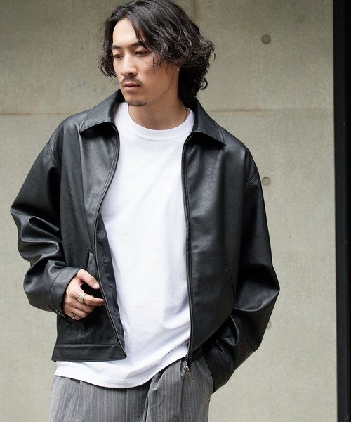 Dickies(ディッキーズ)の「Dickies/ディッキーズ FAKE LEATHER EISENHOWER JACKET フェイクレザー アイゼンハワージャケット ジップ ブランドロゴ モノトーン ストリート モダン 2026年秋冬 秋服 冬服(ブルゾン・メンズ・ブラック・M/L/XL)」の7枚目の写真