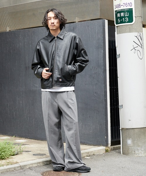 Dickies(ディッキーズ)の「Dickies/ディッキーズ FAKE LEATHER EISENHOWER JACKET フェイクレザー アイゼンハワージャケット ジップ ブランドロゴ モノトーン ストリート モダン 2026年秋冬 秋服 冬服(ブルゾン・メンズ・ブラック・M/L/XL)」の21枚目の写真