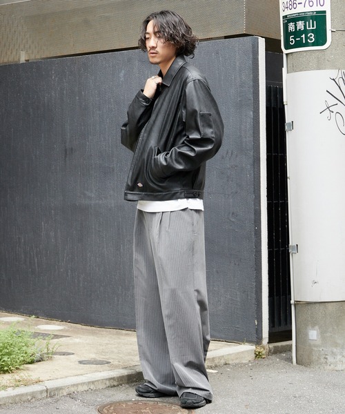 Dickies(ディッキーズ)の「Dickies/ディッキーズ FAKE LEATHER EISENHOWER JACKET フェイクレザー アイゼンハワージャケット ジップ ブランドロゴ モノトーン ストリート モダン 2026年秋冬 秋服 冬服(ブルゾン・メンズ・ブラック・M/L/XL)」の20枚目の写真