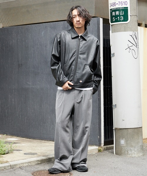Dickies(ディッキーズ)の「Dickies/ディッキーズ FAKE LEATHER EISENHOWER JACKET フェイクレザー アイゼンハワージャケット ジップ ブランドロゴ モノトーン ストリート モダン 2026年秋冬 秋服 冬服(ブルゾン・メンズ・ブラック・M/L/XL)」の19枚目の写真