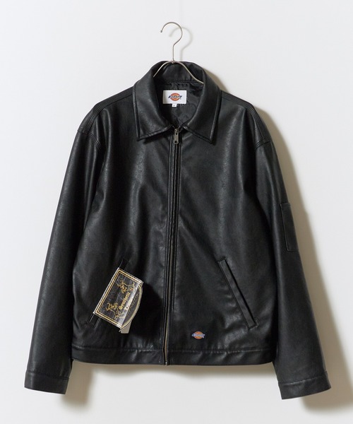 Dickies(ディッキーズ)の「Dickies/ディッキーズ FAKE LEATHER EISENHOWER JACKET フェイクレザー アイゼンハワージャケット ジップ ブランドロゴ モノトーン ストリート モダン 2026年秋冬 秋服 冬服(ブルゾン・メンズ・ブラック・M/L/XL)」の8枚目の写真
