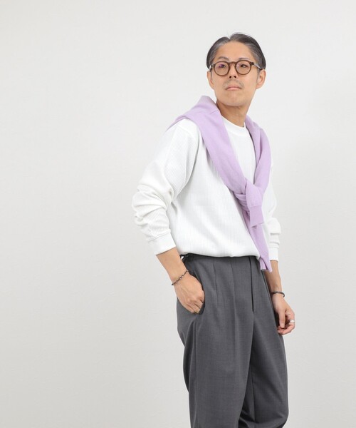 NOLLEY’S（ノーリーズ）の「【BECシリーズ】TCワッフル 長袖Tシャツ（Tシャツ/カットソー・メンズ・ブラック/ホワイト/グレイッシュブルー・S/M/L/XL）」の8枚目の写真