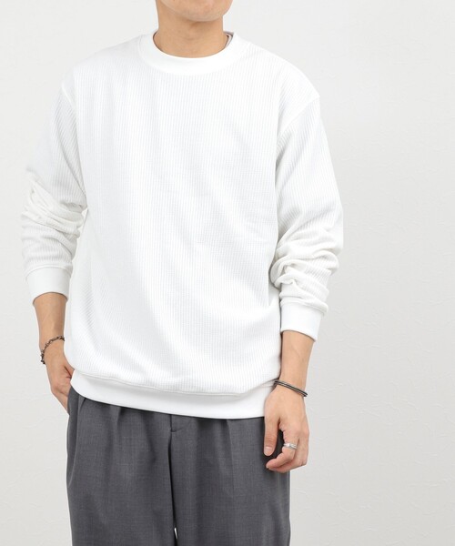 NOLLEY’S（ノーリーズ）の「【BECシリーズ】TCワッフル 長袖Tシャツ（Tシャツ/カットソー・メンズ・ブラック/ホワイト/グレイッシュブルー・S/M/L/XL）」の12枚目の写真
