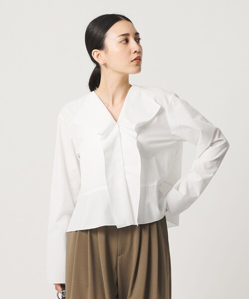 BEAUTY&YOUTH UNITED ARROWS(ビューティーアンドユースユナイテッドアローズ)の「ソリッド&ストライプ ラッフル シャツブラウス ウォッシャブル(シャツ/ブラウス・レディース・ブラック/ホワイト/ナチュラル・FREE)」の2枚目の写真